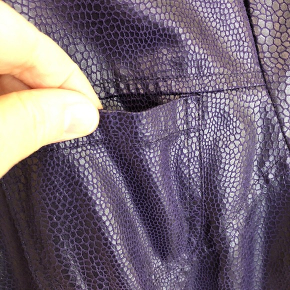 Additions By Chico's 2‎ Size Large Purple Faux Leather Snakeskin Jacket Buttons - Picture 6 of 9